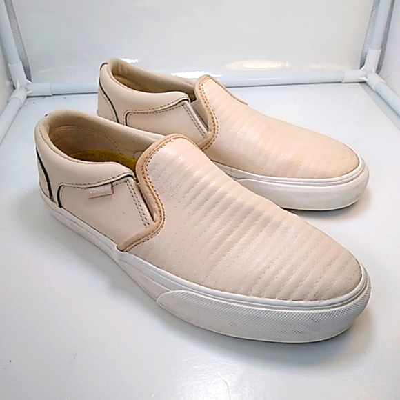 peach leather vans